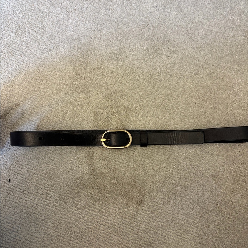 Frame Denim Black Belt with Gold Buckle